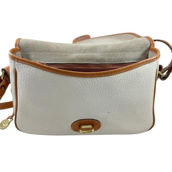 Dooney & Bourke Purse Bag Vintage Pebbled Leather Cream Brown Made in USA - Picture 10 of 13